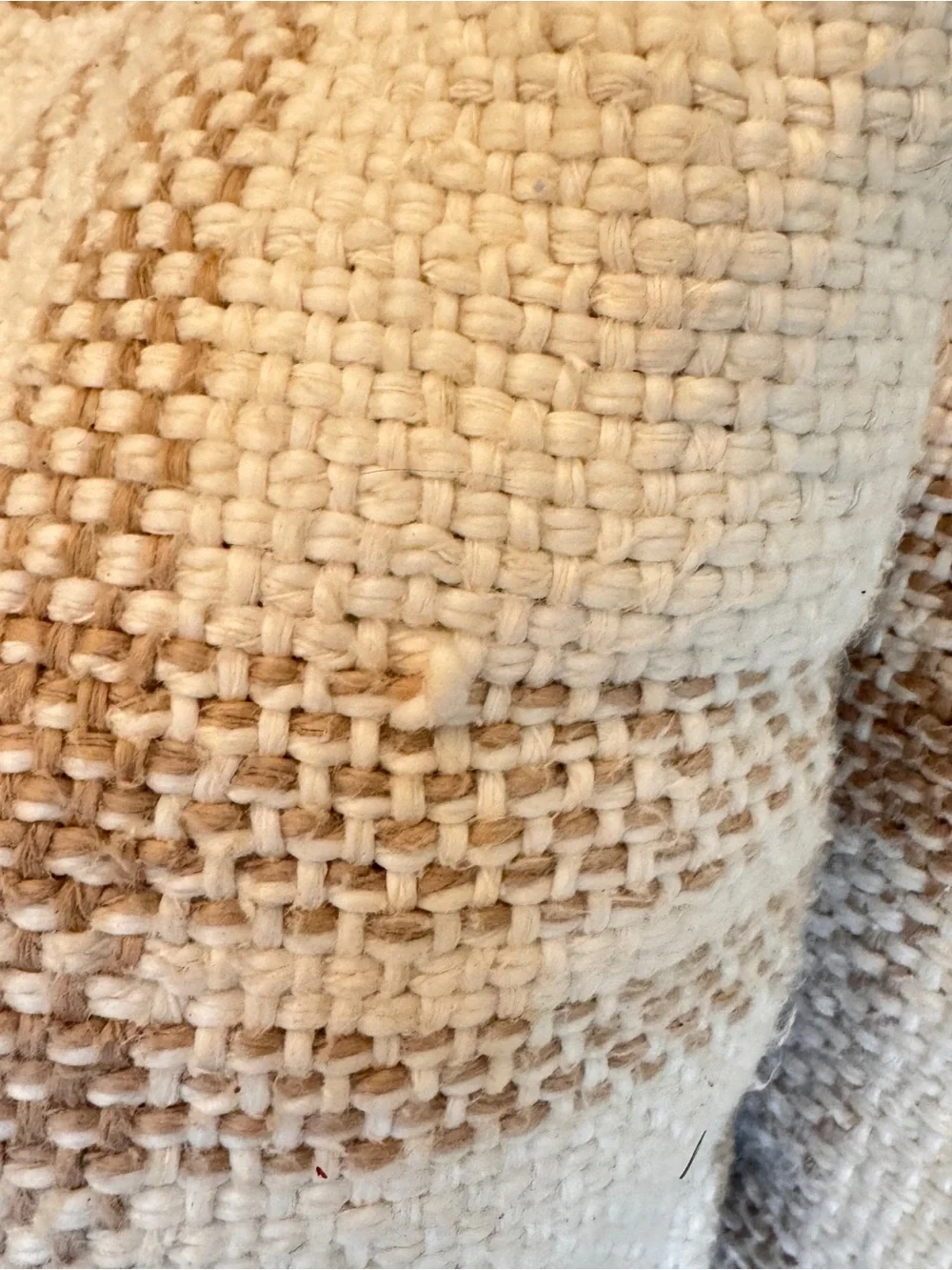 Plaid Decorative Throw Pillows Set of 2 Beige White Reversible 18x18 Farmhouse